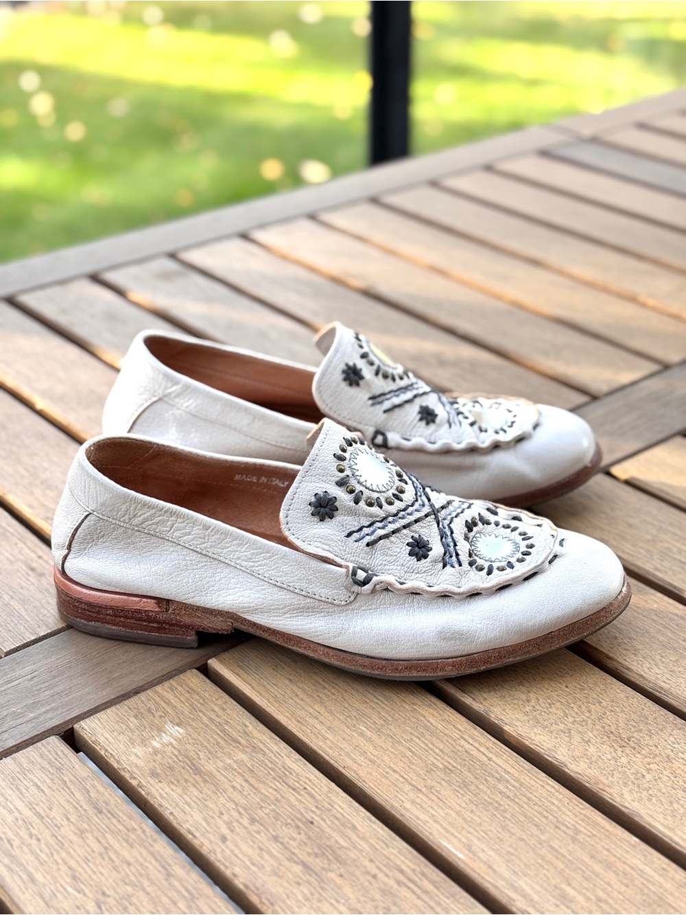 A.S.98 White Leather Loafers